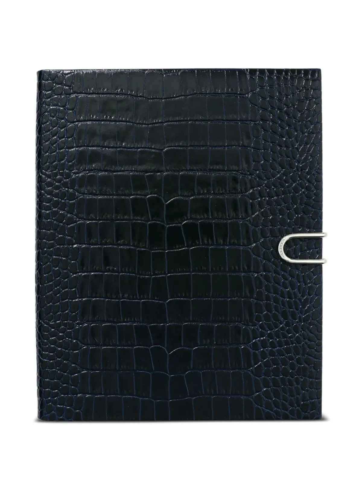 Smythson Portobello crocodile-effect slide-closure ノートブック - ブルー - 画像1