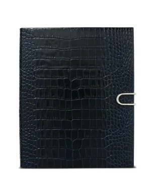 Smythson Portobello crocodile-effect slide-closure ノートブック - ブルー - サムネイル1