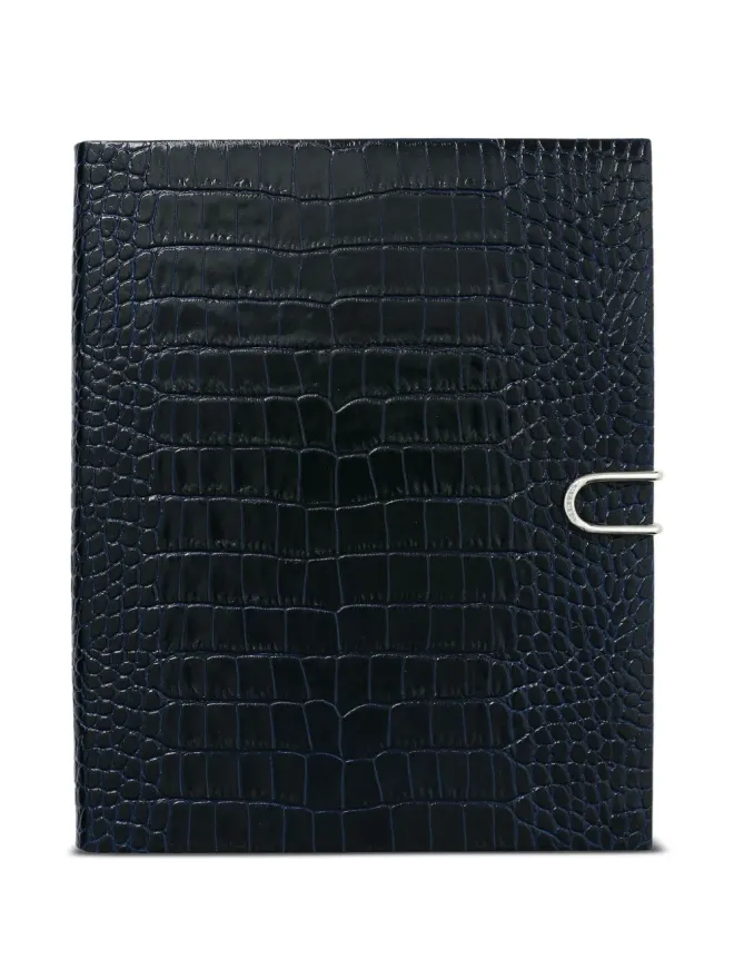 Smythson Smythson Portobello crocodile-effect slide-closure ノートブック - ブルーの商品画像