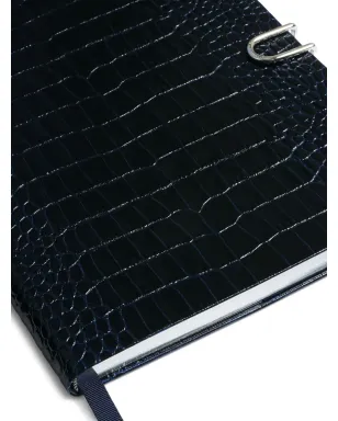 Smythson Portobello crocodile-effect slide-closure ノートブック - ブルー - サムネイル3