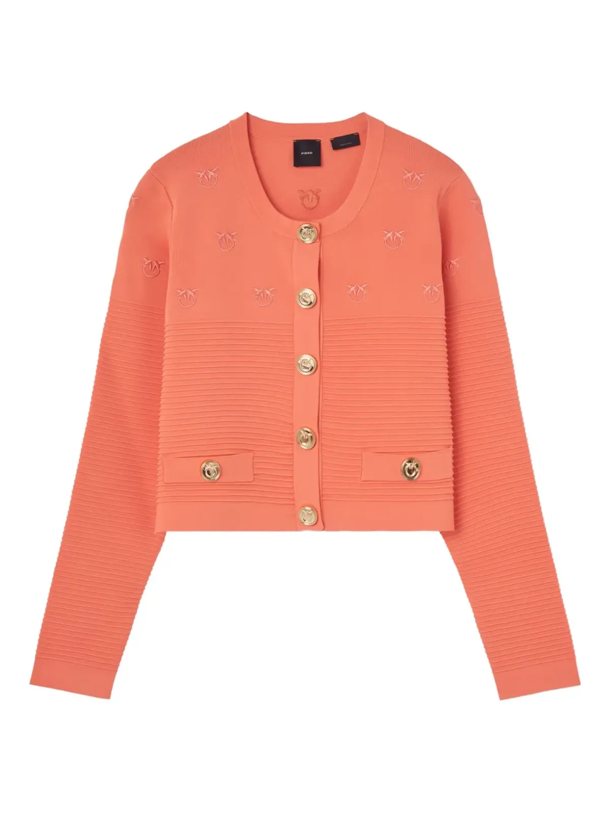 PINKO motif-embroidered ribbed jacket - 画像1