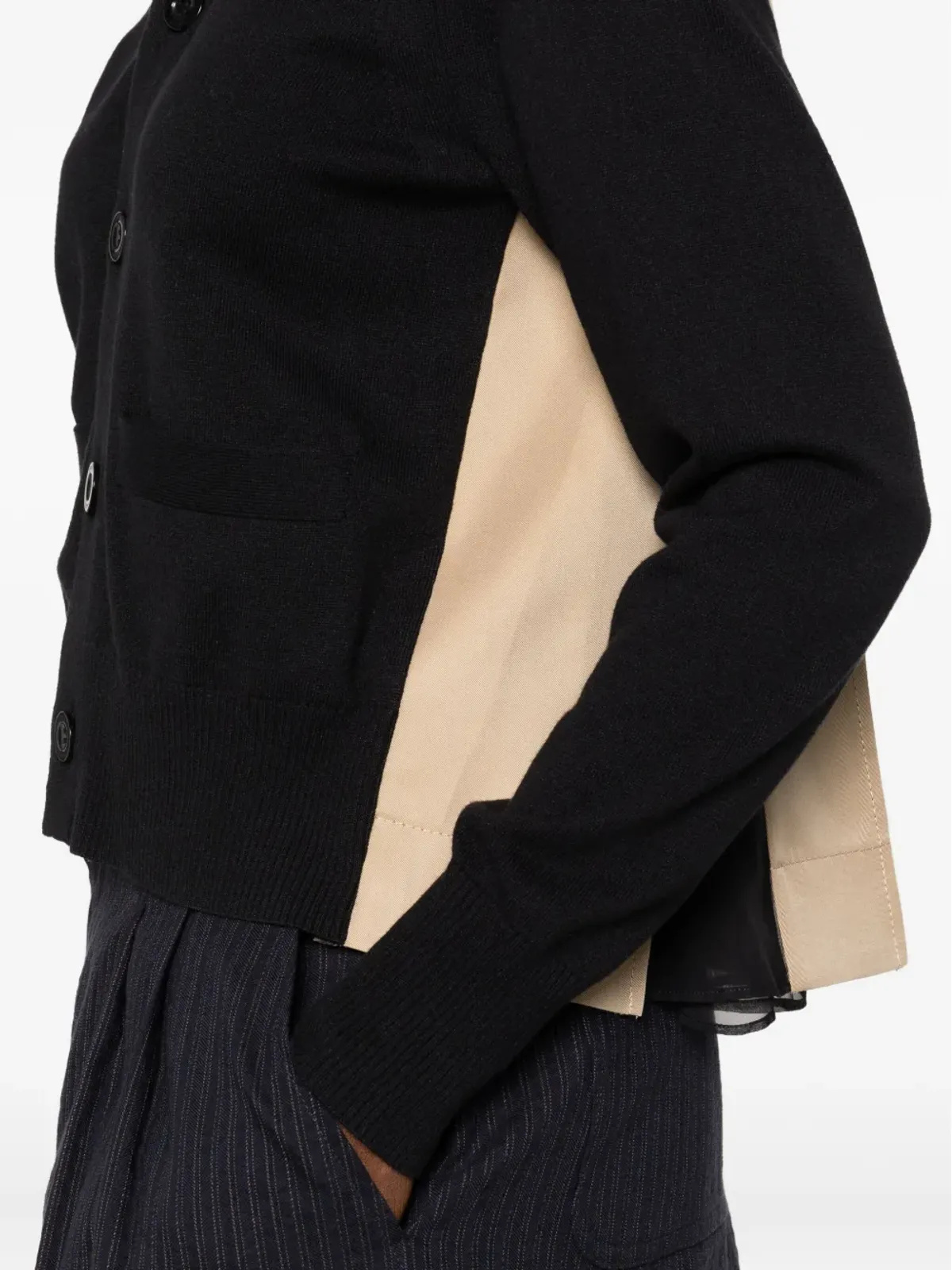 sacai コントラストパネル ギャバジン カーディガン - 画像5