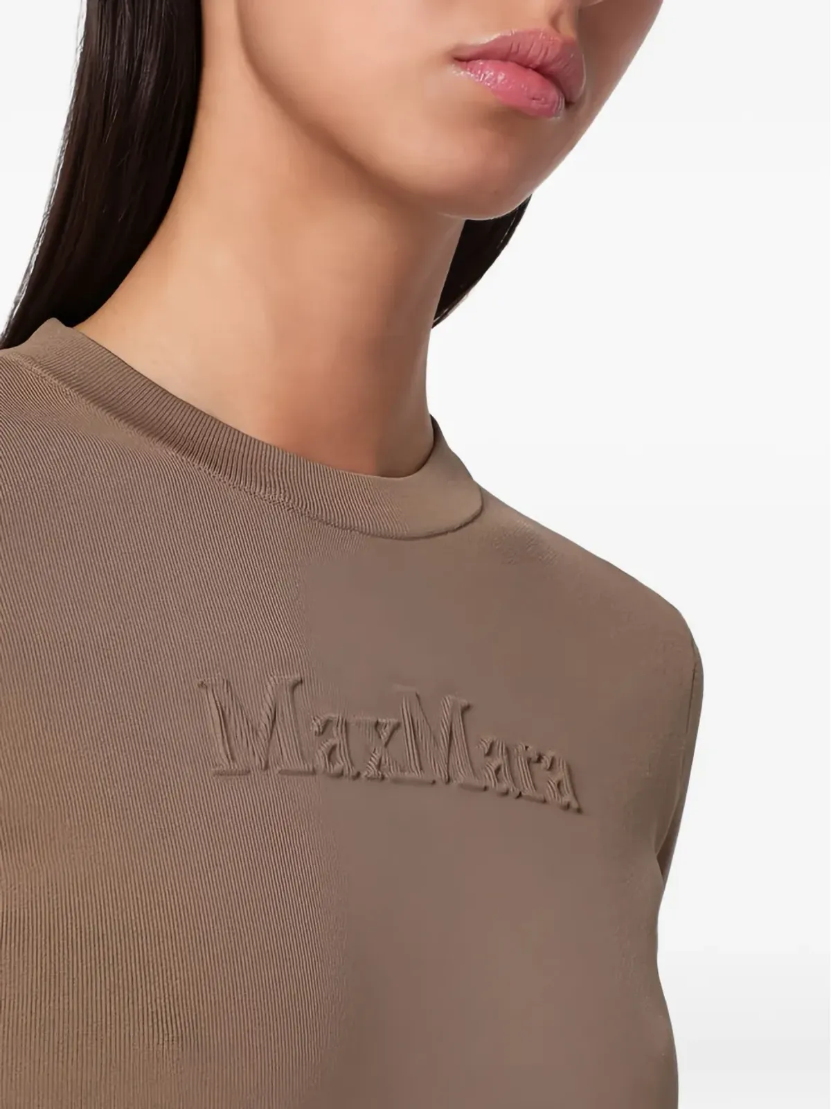 Max Mara ロゴ刺繍 Tシャツ ブラウン - 画像5