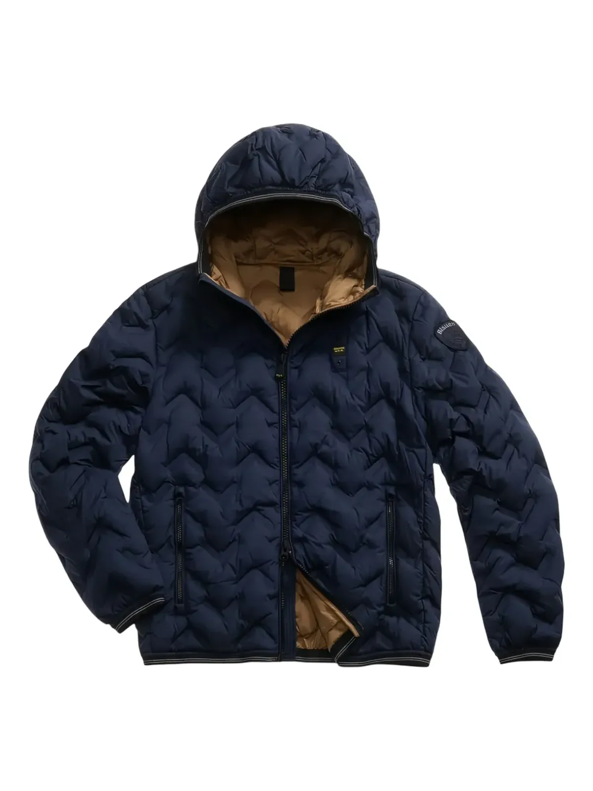 Blauer チェブロンキルテッドフーデッドジャケット - 画像1