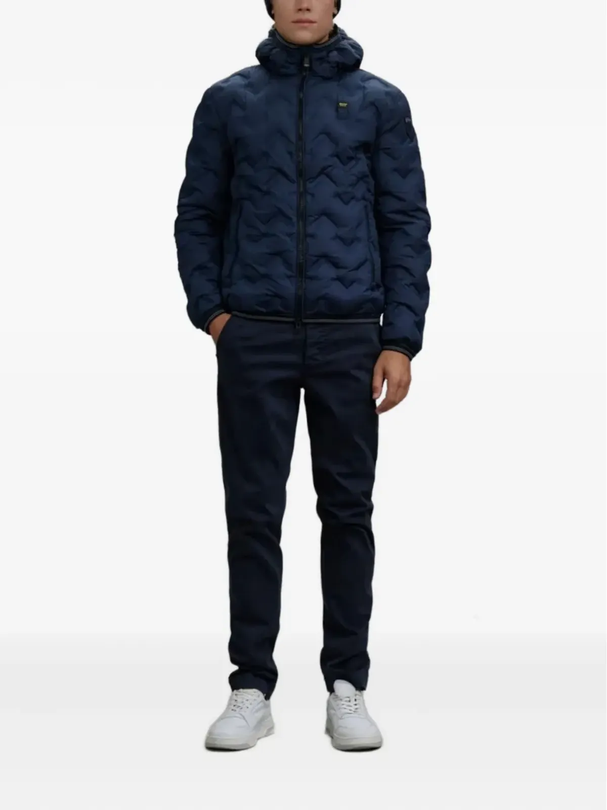 Blauer チェブロンキルテッドフーデッドジャケット - 画像2