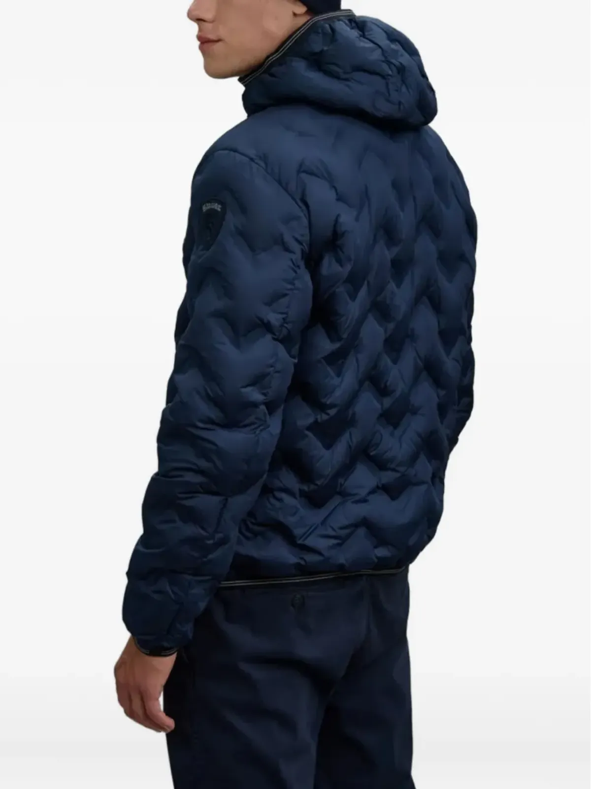 Blauer チェブロンキルテッドフーデッドジャケット - 画像4