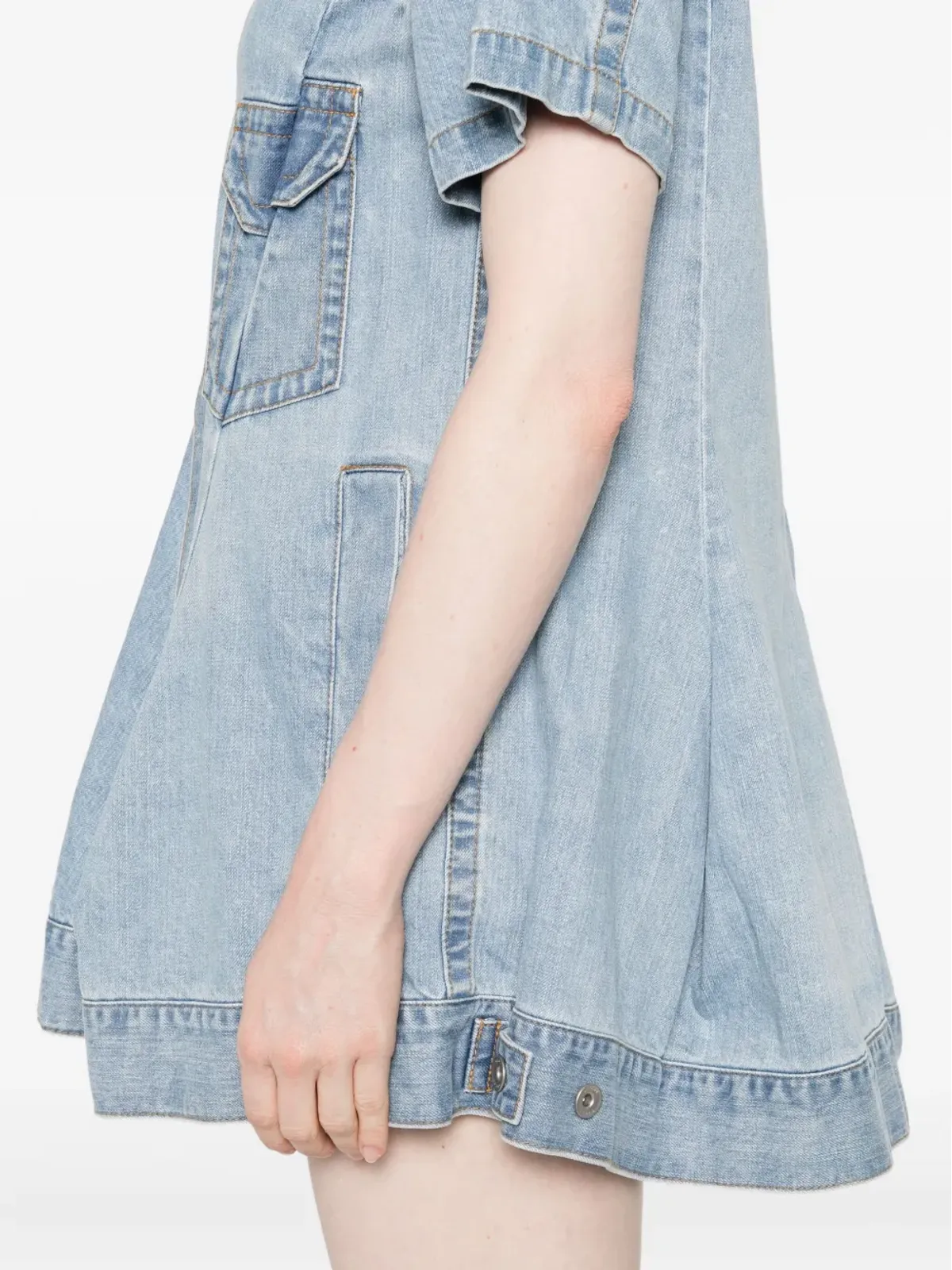 sacai プリーツデニムミニシャツドレス - 画像5