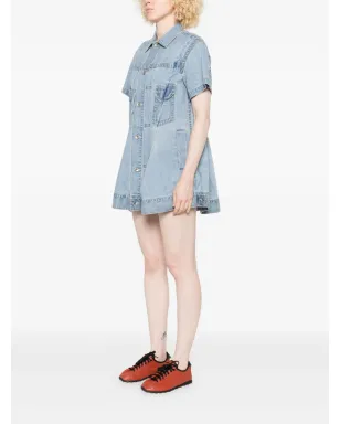 sacai プリーツデニムミニシャツドレス - サムネイル3