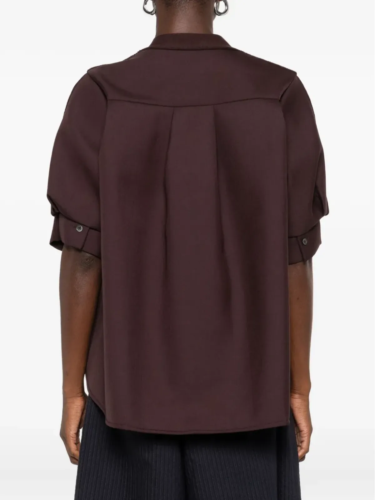 sacai ボタンフロント レイヤード カーディガン - Brown - 画像4