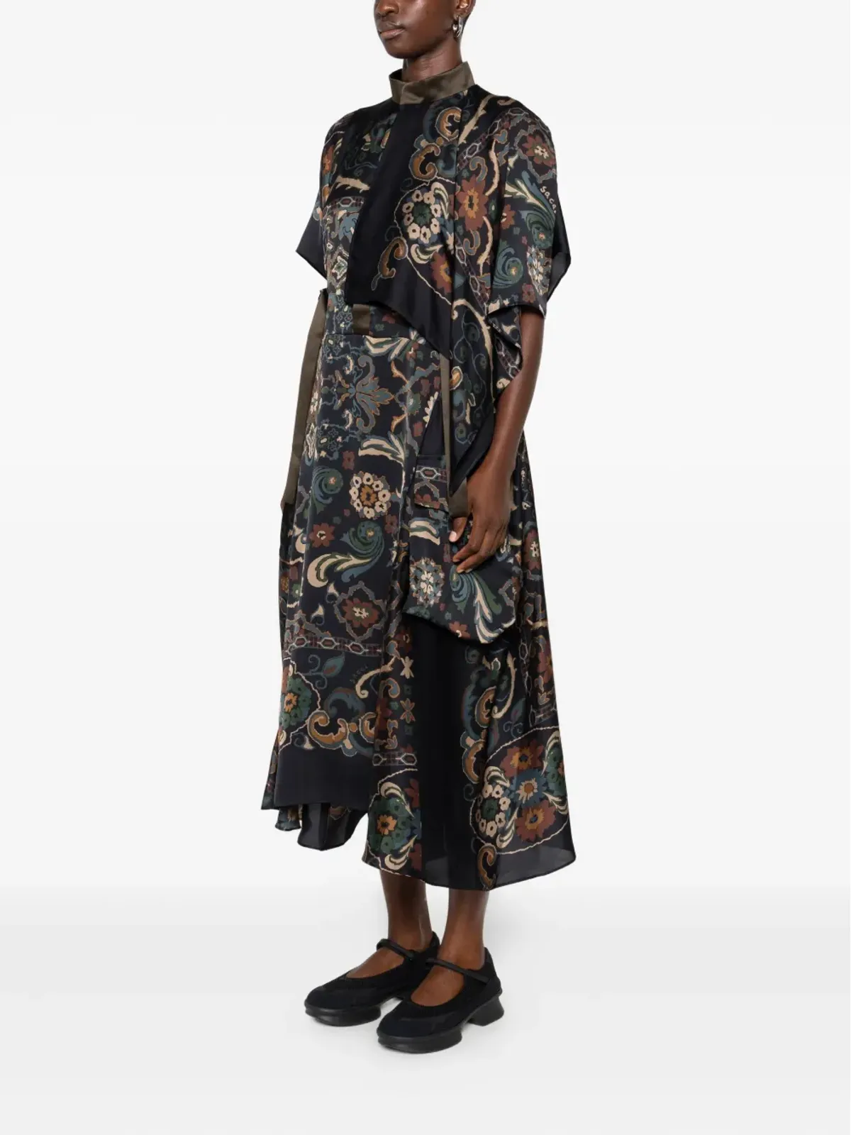 sacai ペイズリープリント レイヤード ミディドレス - 画像3