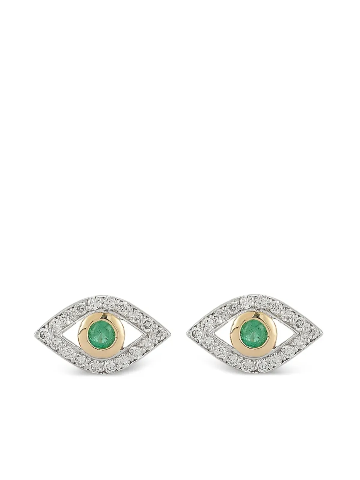 Mateo 14K イエローゴールド エメラルド イビルアイ ダイヤモンド イヤリング - 画像1