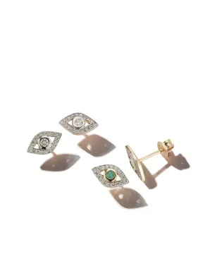 Mateo 14K イエローゴールド エメラルド イビルアイ ダイヤモンド イヤリング - サムネイル5