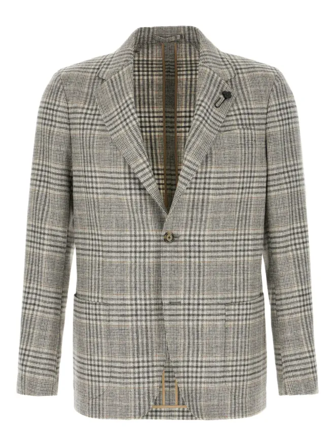 Lardini Lardini チェック柄シングルボタンブレザーの商品画像