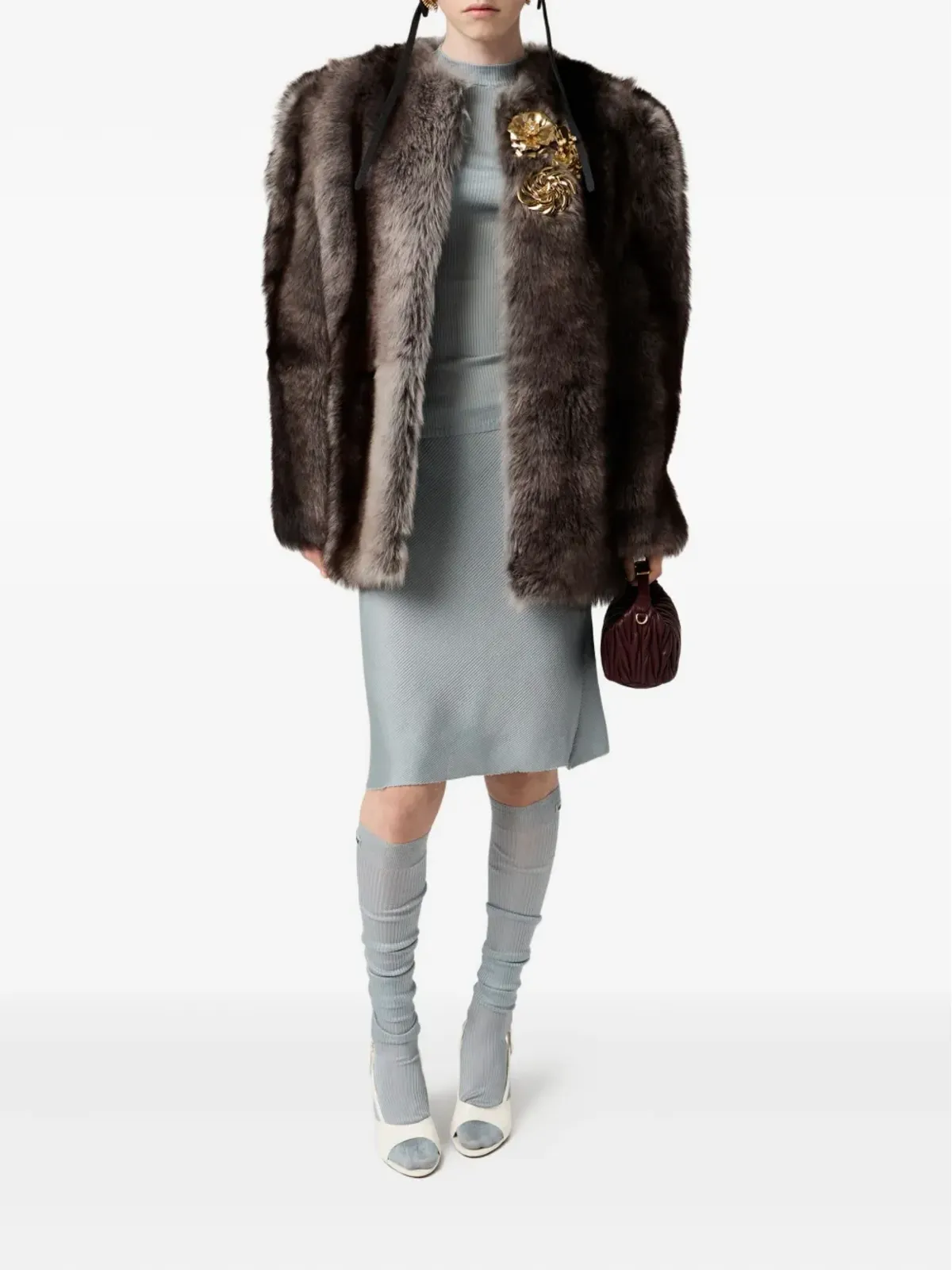 Miu Miu スリングバックレザーサンダル - 画像5