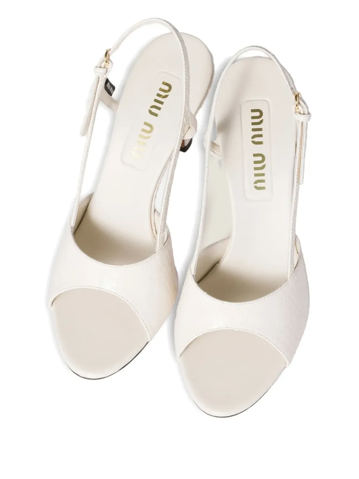 Miu Miu スリングバックレザーサンダル - 画像4