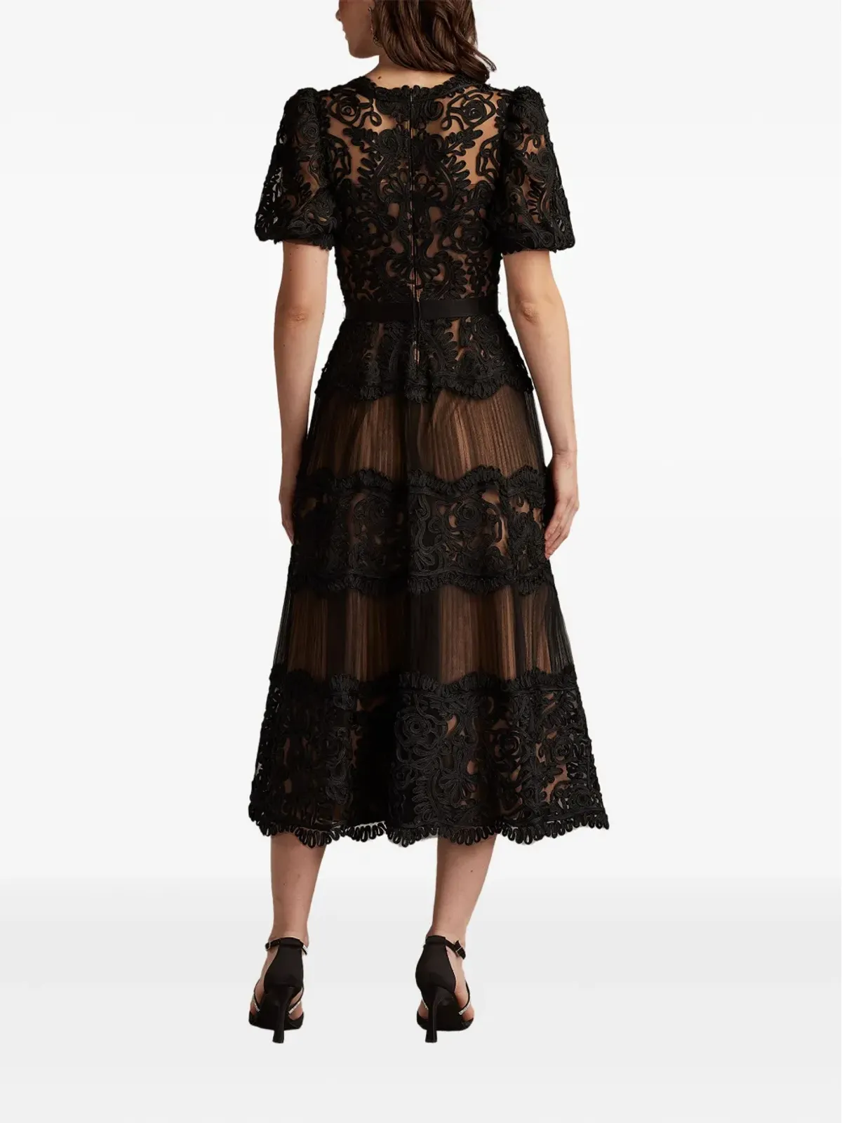 Tadashi Shoji Belline パフスリーブ刺繍ドレス - 画像3
