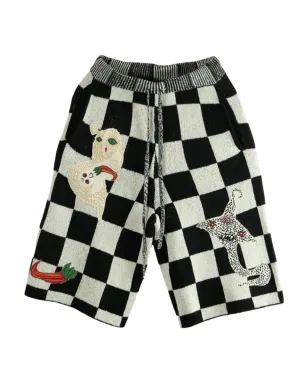 The Elder Statesman Nora Lite Creatures check-pattern embroidered shorts - サムネイル1