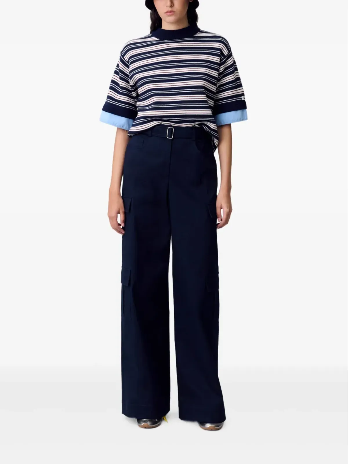 Claudie Pierlot ベルト付きワイドレッグカーゴパンツ - 画像2