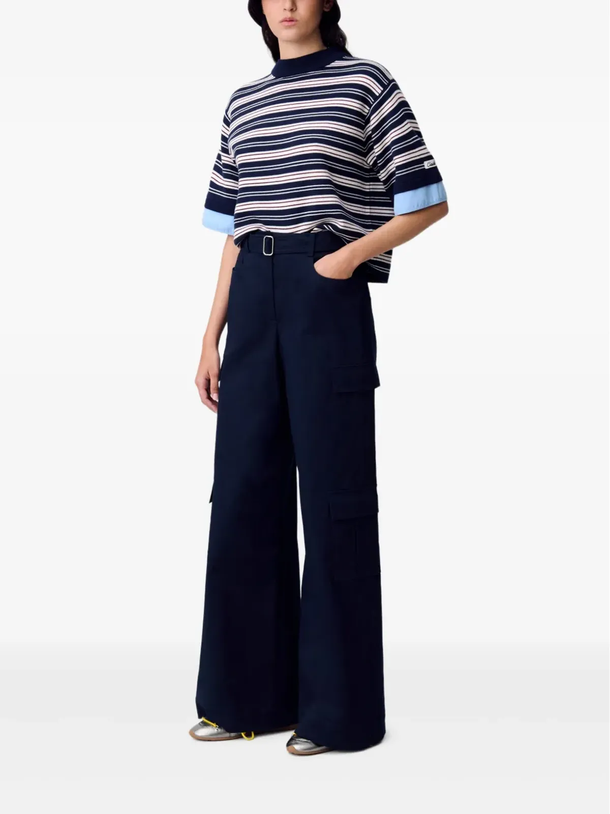 Claudie Pierlot ベルト付きワイドレッグカーゴパンツ - 画像3
