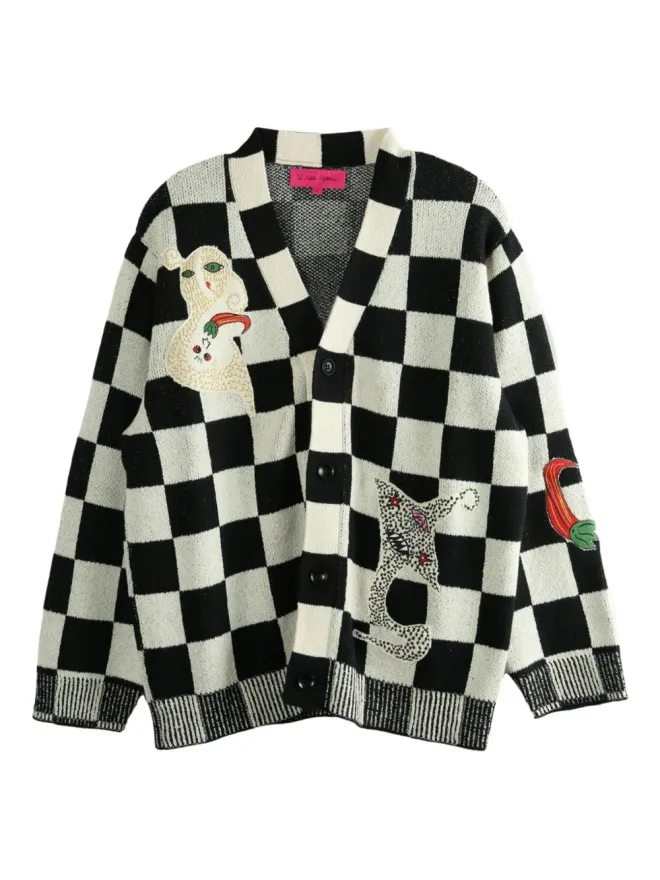 The Elder Statesman The Elder Statesman ノラ・ライト・クリーチャーズ チェック柄刺繍カーディガンの商品画像