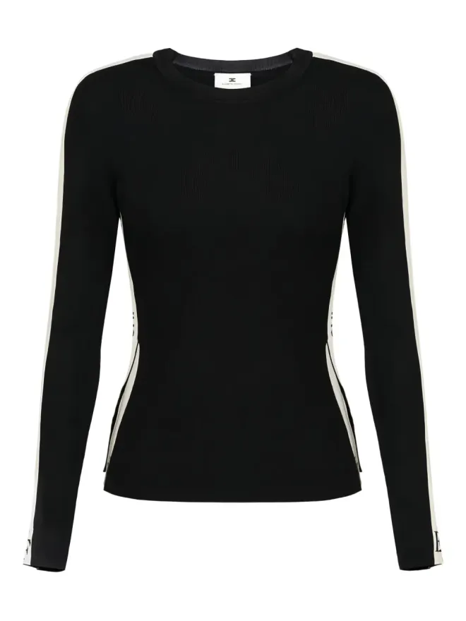 Elisabetta Franchi Elisabetta Franchi stripe-detail long-sleeve sweater - Blackの商品画像