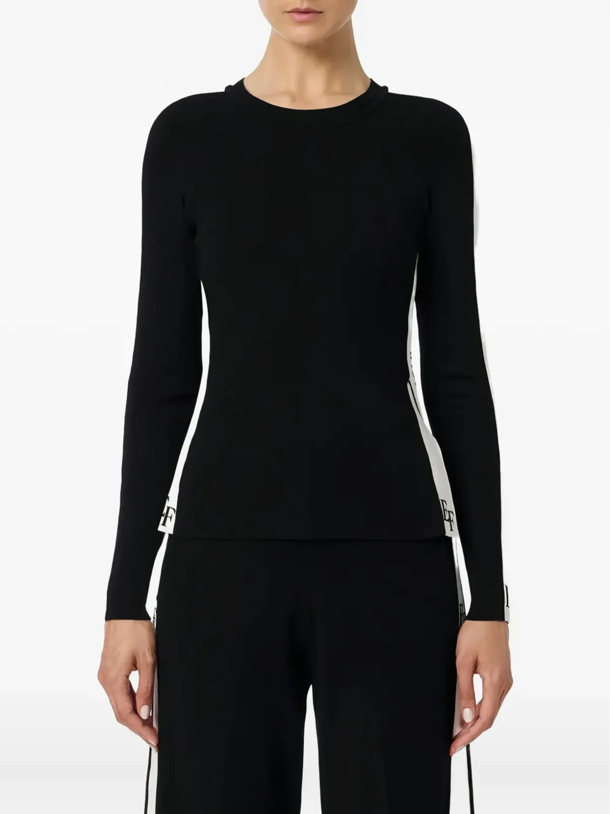 Elisabetta Franchi stripe-detail long-sleeve sweater - Black - 画像2