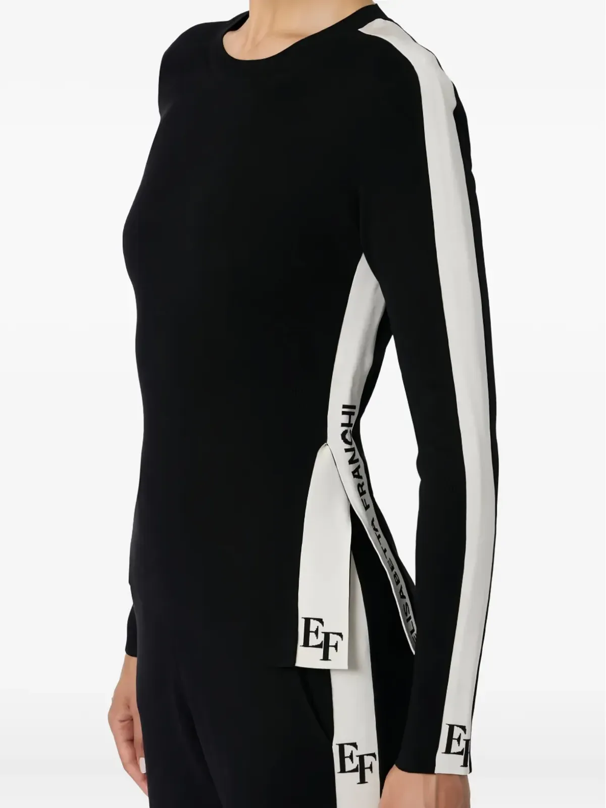 Elisabetta Franchi stripe-detail long-sleeve sweater - Black - 画像3