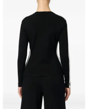 Elisabetta Franchi stripe-detail long-sleeve sweater - Black - サムネイル4