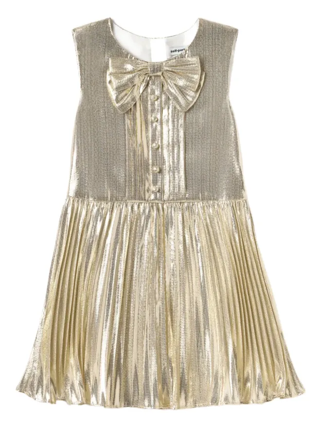 Self-Portrait Kids Self-Portrait Kids ノースリーブ ボウ付きプリーツドレスの商品画像