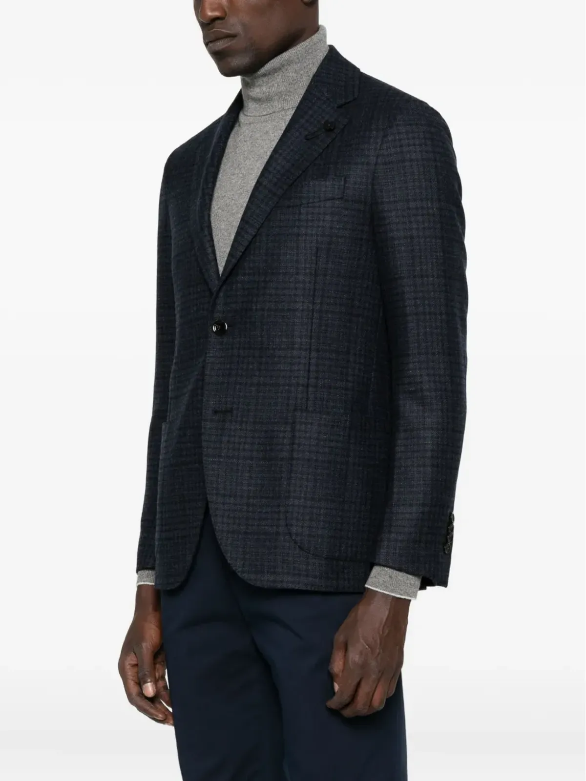 Lardini チェック柄パッチポケット ブレザー - 画像3