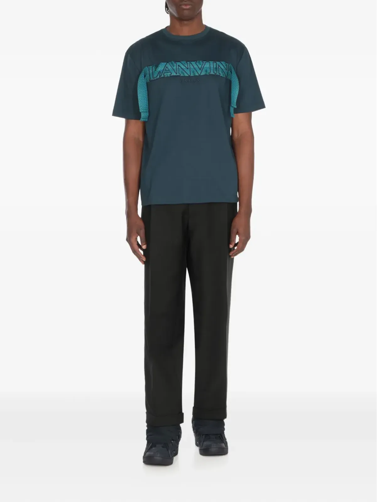 Lanvin カーブ レースアップ エンボスロゴ スニーカー - 画像5