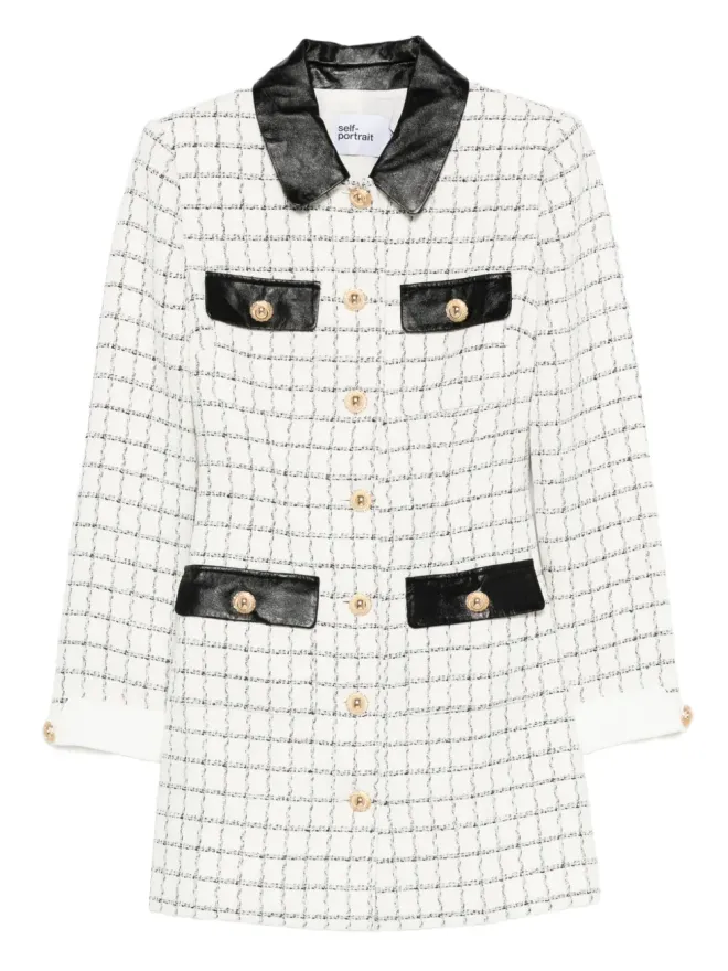 self-portrait Self-Portrait チェック柄レザー・トリム ミニドレスの商品画像