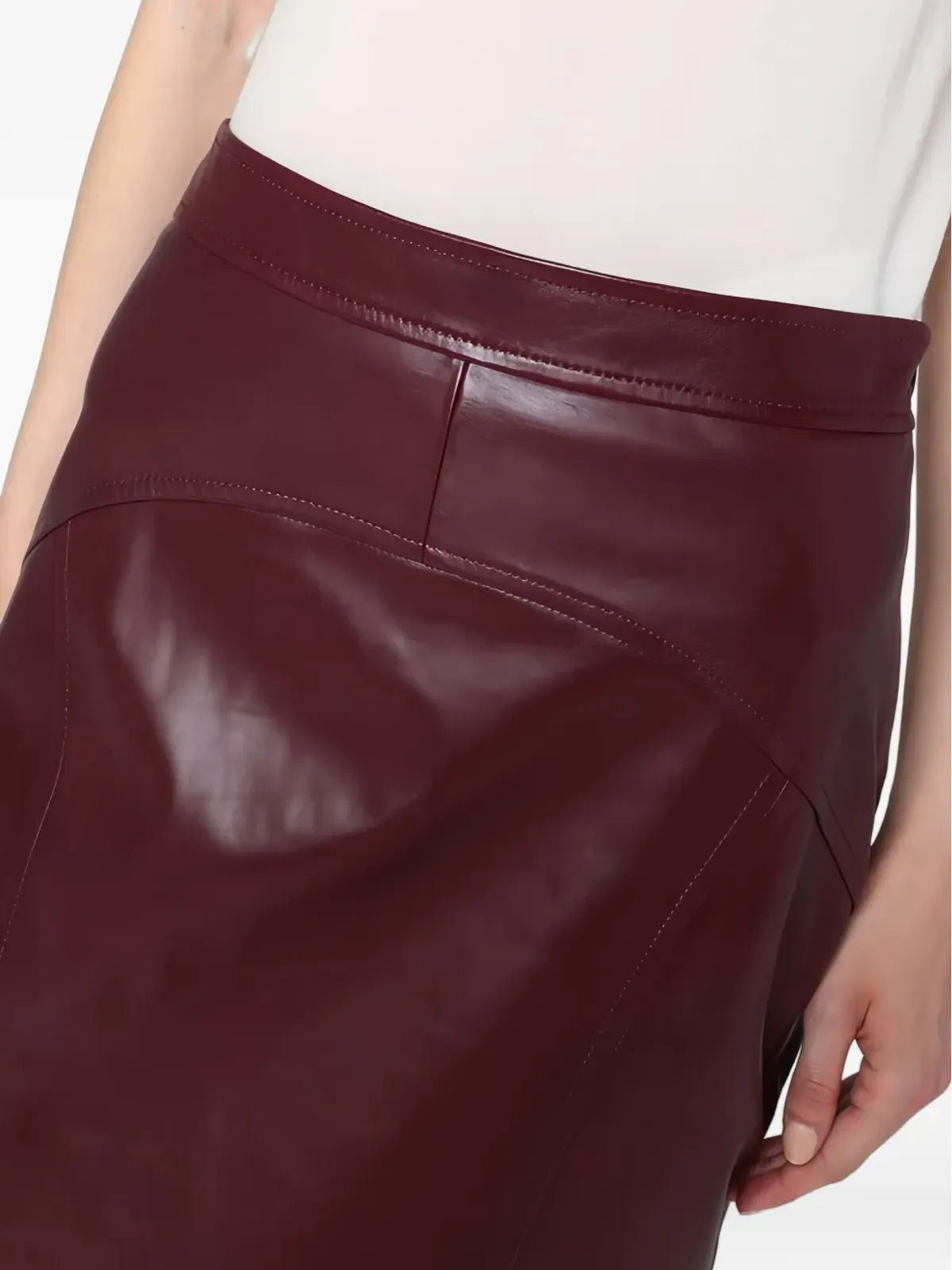 Max Mara レザー ペンシルスカート - レッド - 画像5