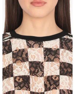 PINKO チェック柄クロップドTシャツ - White - サムネイル5