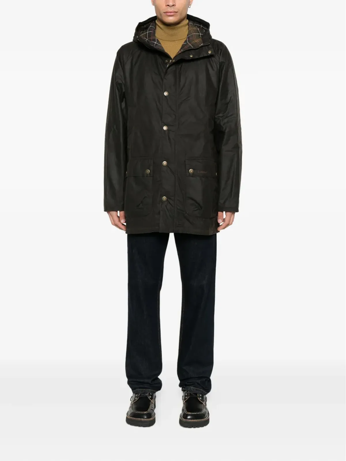 Barbour フード付きスナップフィットコート - Green - 画像2