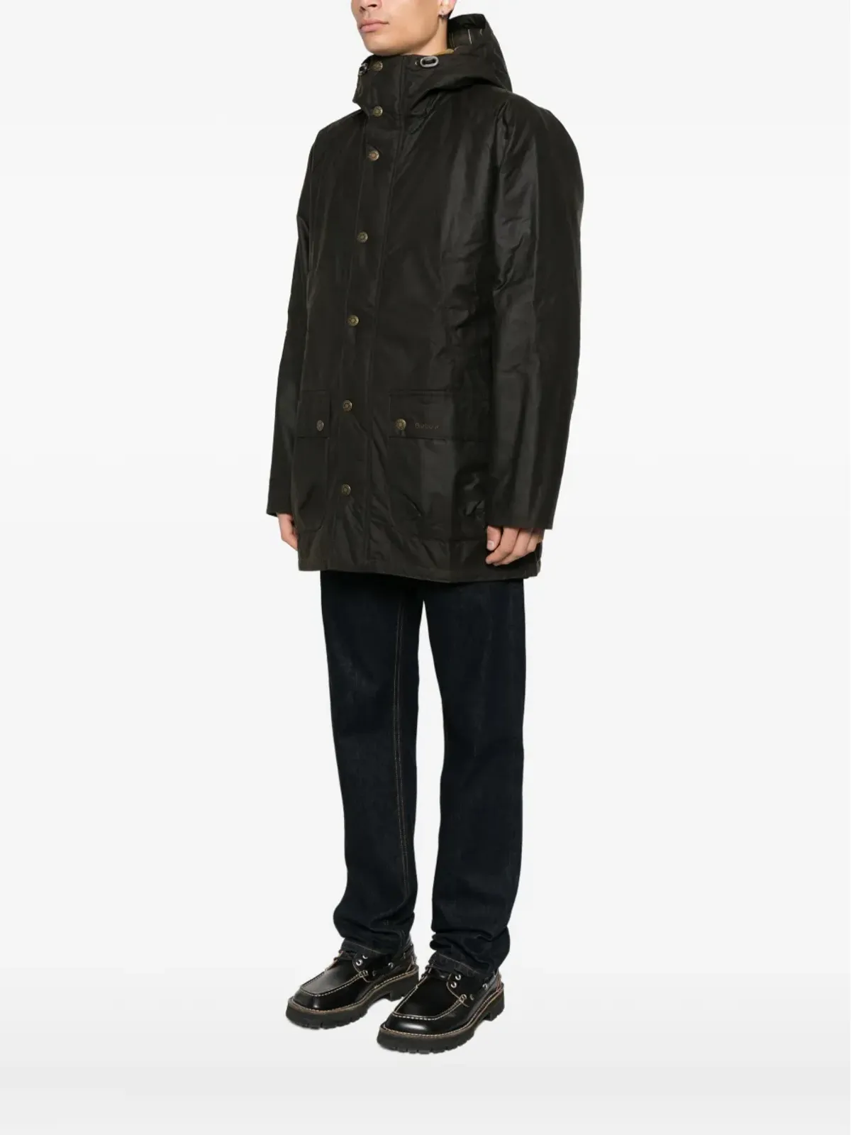 Barbour フード付きスナップフィットコート - Green - 画像3