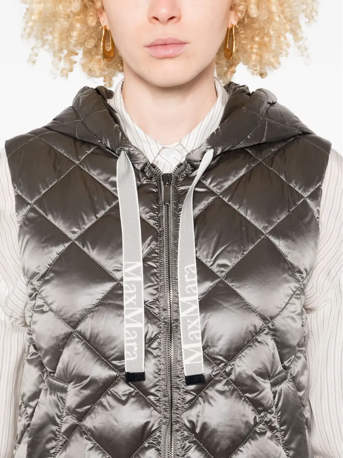 Max Mara キルテッド フード付きジレ - 画像5