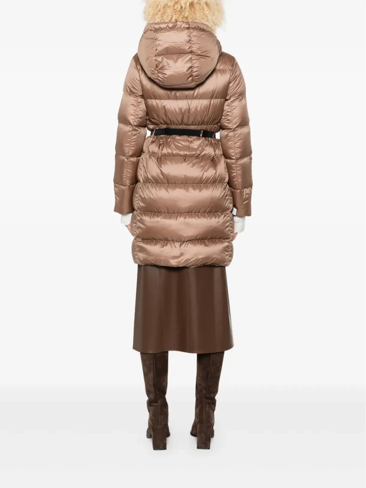 Max Mara フード付きベルト付きダウンジャケット - 画像4