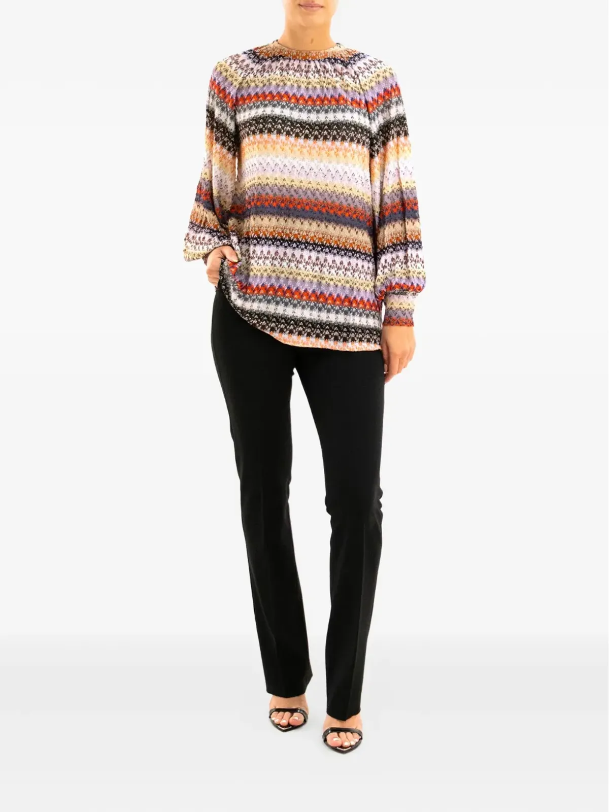 Missoni ストライプ バルーンスリーブ トップ - ニュートラルカラー - 画像2