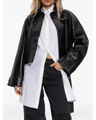 LOEWE ベルト付きナパレザーコート - サムネイル3