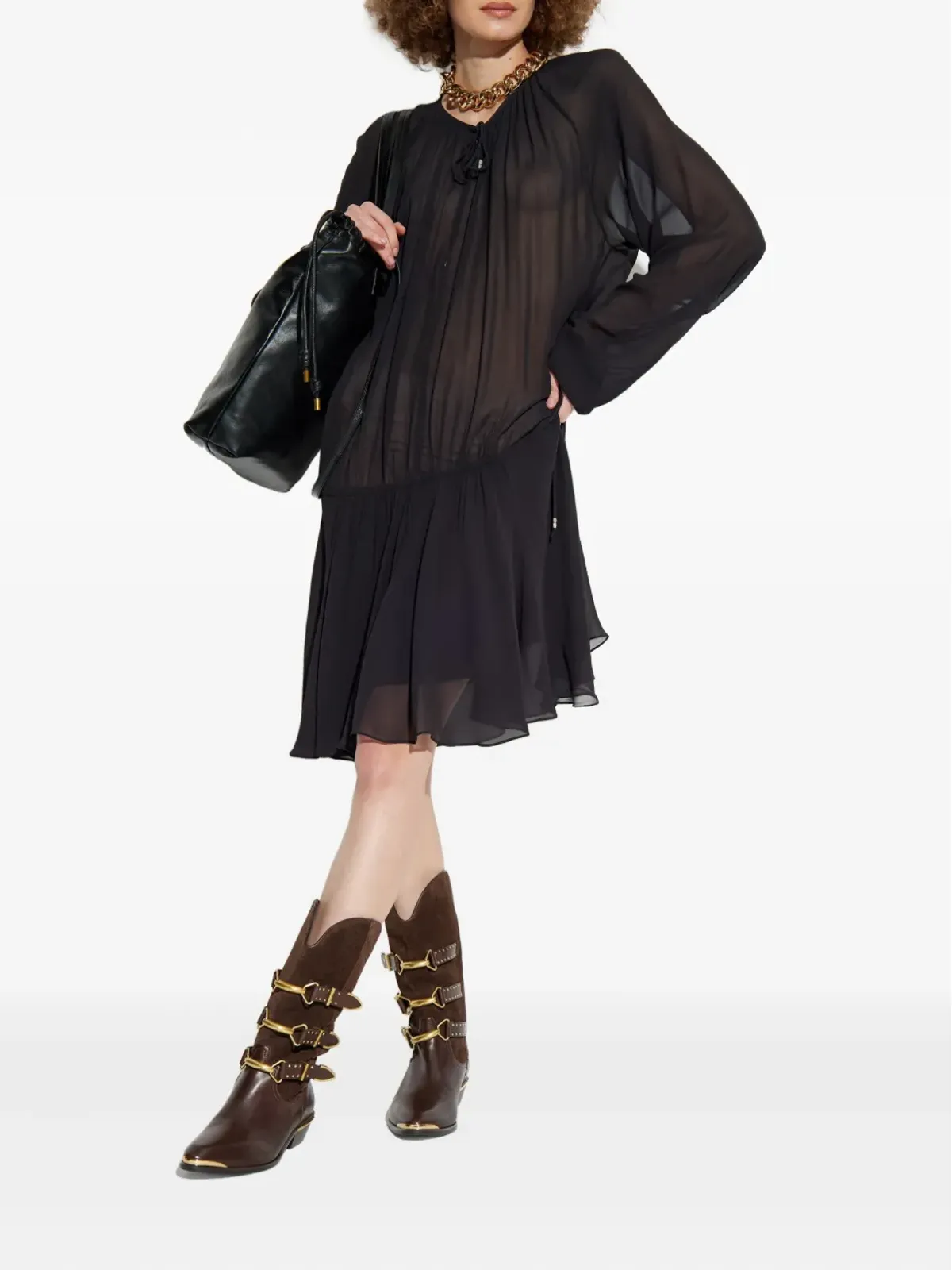 MARANT ÉTOILE ドローストリング ティアードドレス - 画像2
