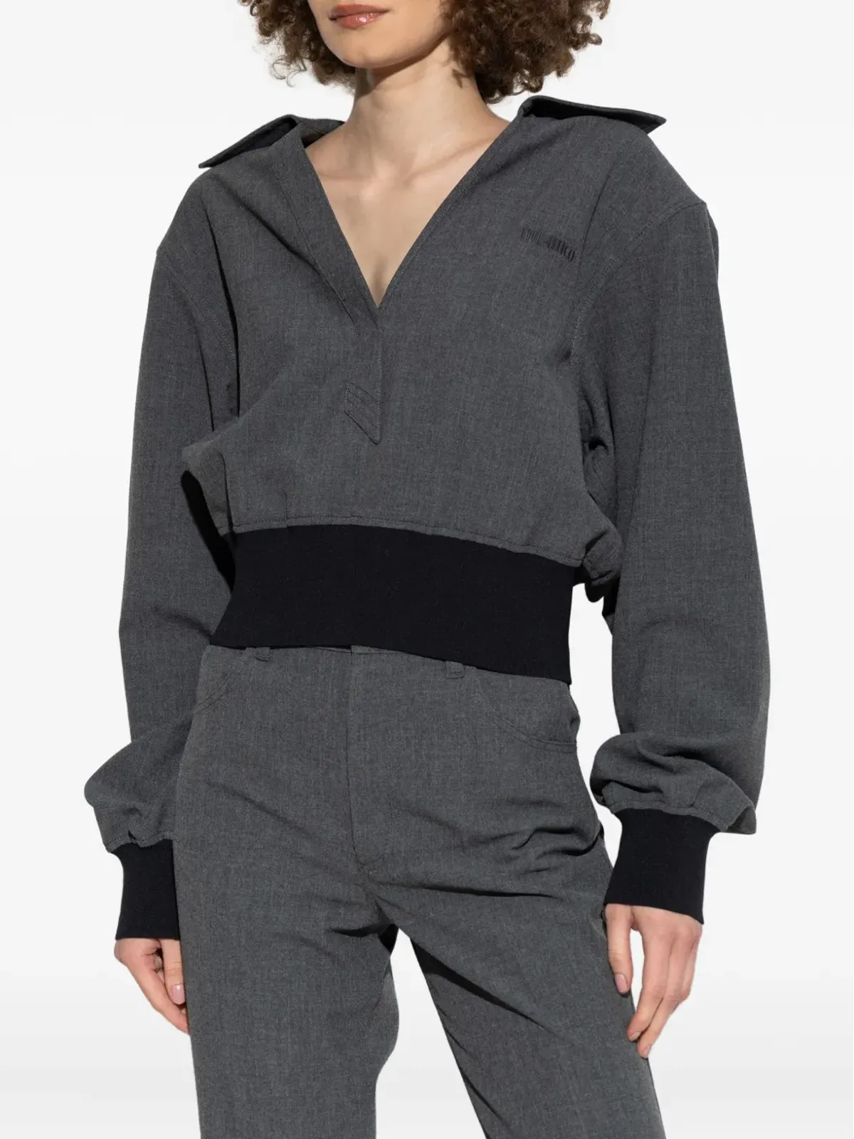 The Attico banded-cuff collared top - Grey - 画像3