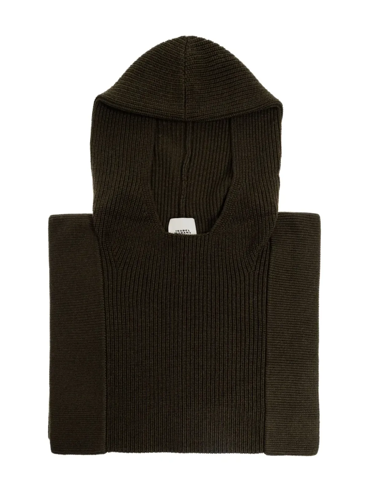 ISABEL MARANT フード付きリブ編みメリノウールマフラー - 画像3