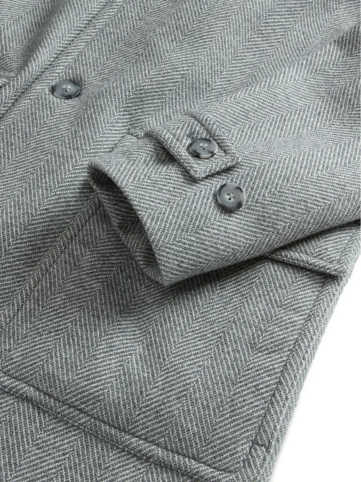 Woolrich ヘリンボーン ポケット付き シングルブレスト コート - 画像5