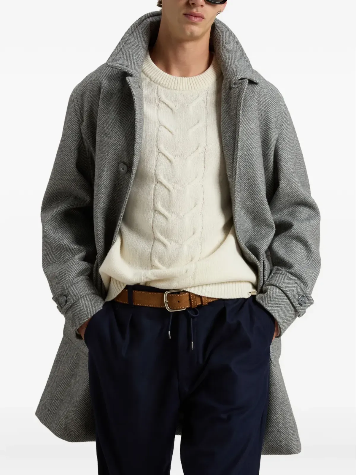 Woolrich ヘリンボーン ポケット付き シングルブレスト コート - 画像4