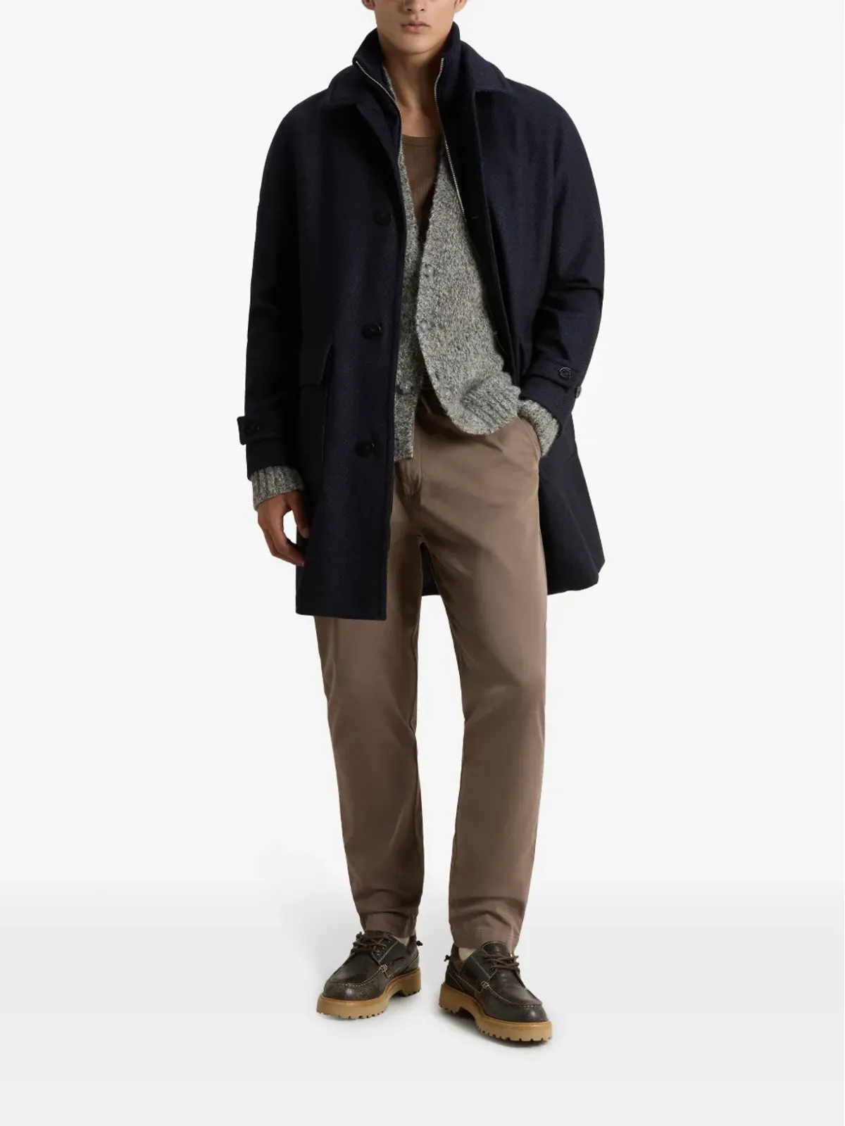 Woolrich ヘリンボーン ウールコート - 画像2
