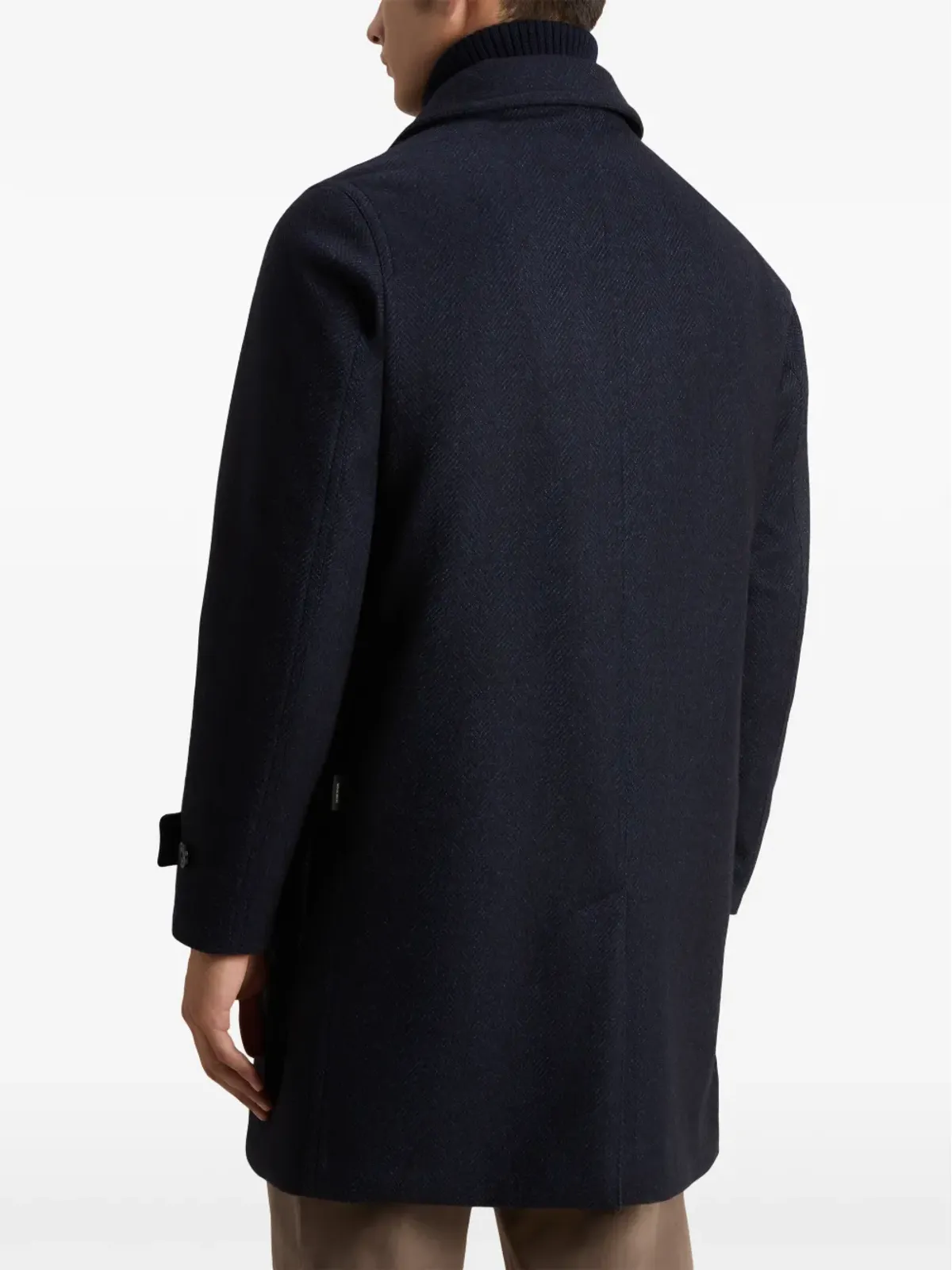 Woolrich ヘリンボーン ウールコート - 画像4