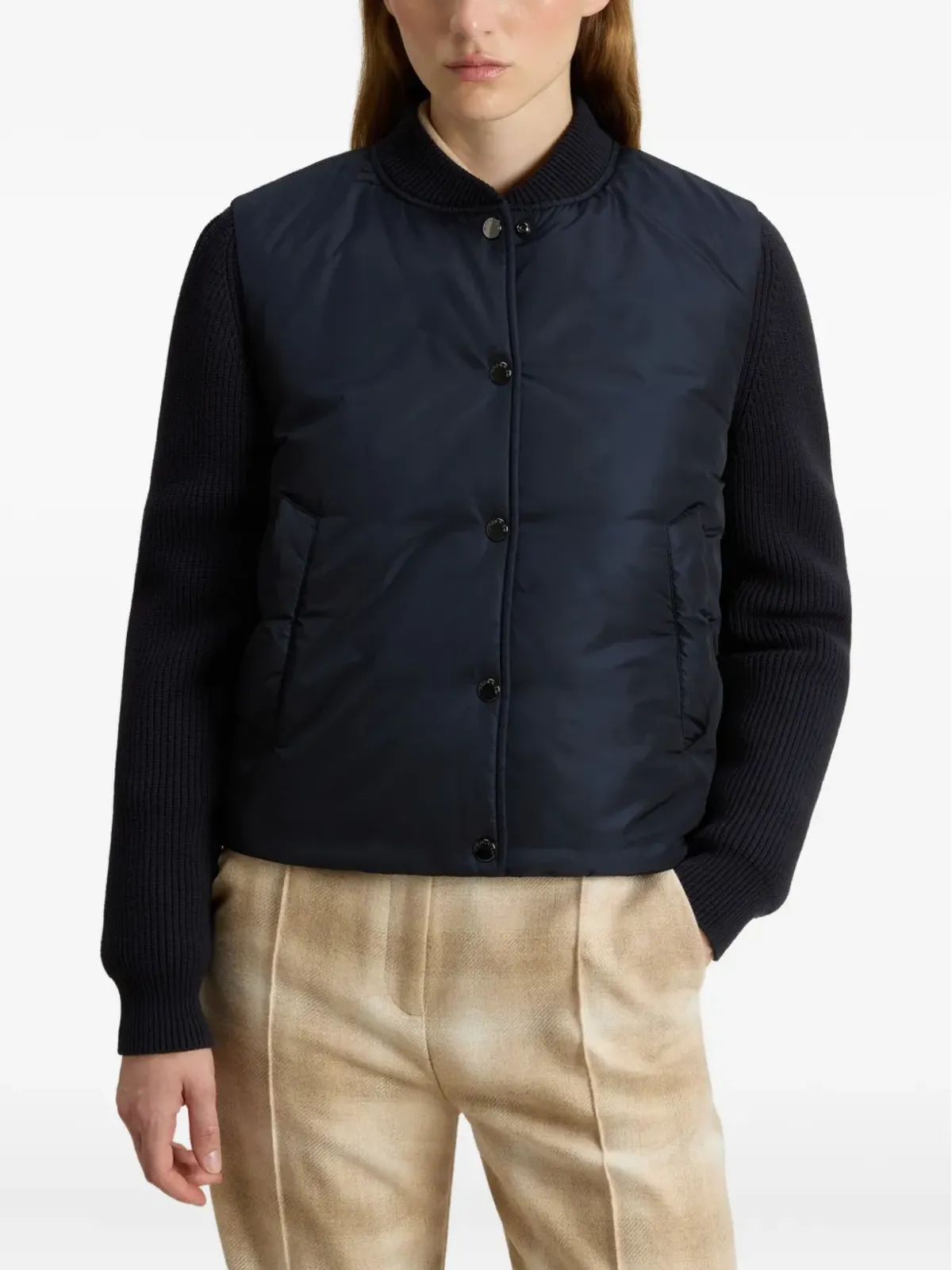 Woolrich ウールリッチ キルテッドニットスリーブ ボンバージャケット - ブルー - 画像3