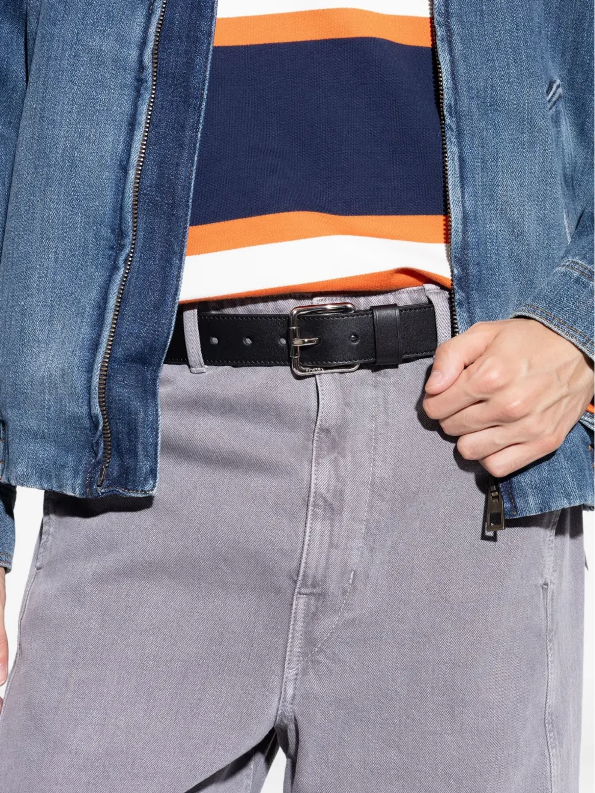LOEWE レザー スクエアバックルベルト - 画像4