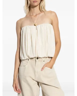 ISABEL MARANT Amalia gathered strapless blouse - Neutrals - サムネイル3